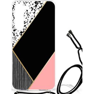 Samsung Galaxy S23 Plus Shockproof Case Zwart Roze Vormen