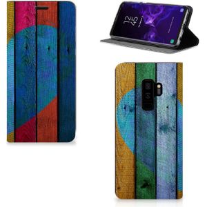 Samsung Galaxy S9 Plus Book Wallet Case Wood Heart - Cadeau voor je Vriend