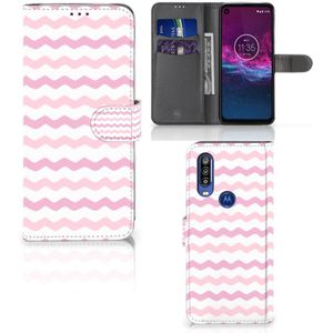 Motorola One Action Telefoon Hoesje Waves Roze