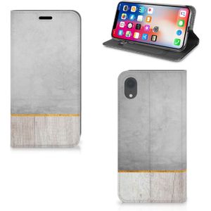 Apple iPhone Xr Book Wallet Case Wood Concrete