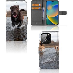 iPhone 14 Pro Telefoonhoesje met Pasjes Honden Labrador