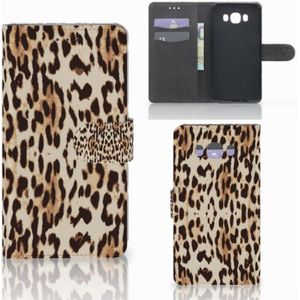 Samsung Galaxy J7 2016 Telefoonhoesje met Pasjes Leopard