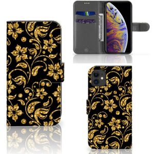 Apple iPhone 11 Hoesje Gouden Bloemen