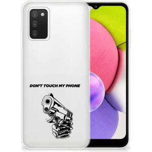 Samsung Galaxy A03S Silicone-hoesje Gun Don't Touch My Phone
