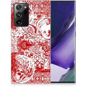 Silicone Back Case Samsung Galaxy Note20 Ultra Angel Skull Rood