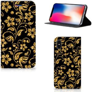 Apple iPhone X | Xs Smart Cover Gouden Bloemen