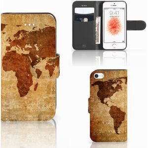 Apple iPhone 5 | 5s | SE Flip Cover Wereldkaart