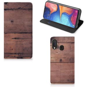 Samsung Galaxy A20e Book Wallet Case Old Wood