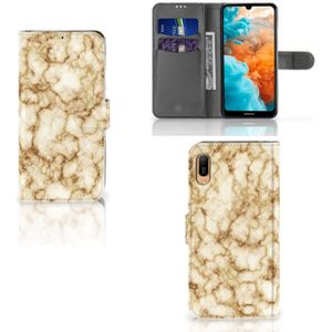 Huawei Y6 (2019) Bookcase Marmer Goud