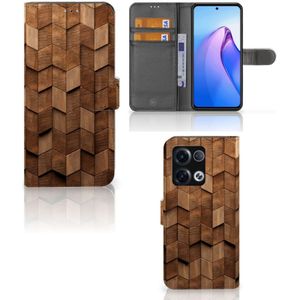 Book Style Case voor OPPO Reno8 Pro Wooden Cubes