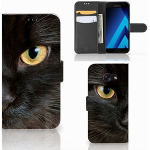 Samsung Galaxy A5 2017 Telefoonhoesje met Pasjes Zwarte Kat