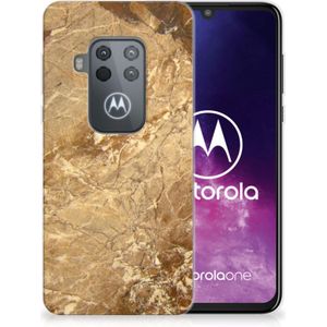 Motorola One Zoom TPU Siliconen Hoesje Marmer Creme
