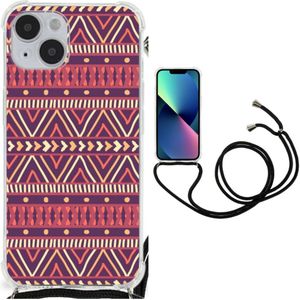 iPhone 14 Plus Doorzichtige Silicone Hoesje Aztec Paars