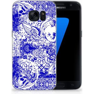 Silicone Back Case Samsung Galaxy S7 Angel Skull Blauw