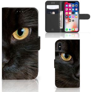 Apple iPhone X | Xs Telefoonhoesje met Pasjes Zwarte Kat