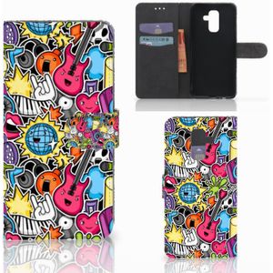 Samsung Galaxy A6 Plus 2018 Wallet Case met Pasjes Punk Rock