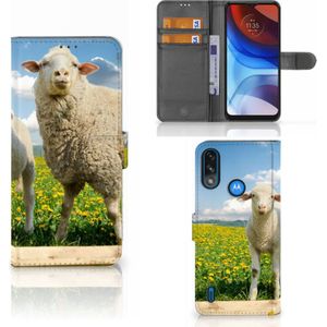 Motorola Moto E7i Power | E7 Power Telefoonhoesje met Pasjes Schaap en Lammetje