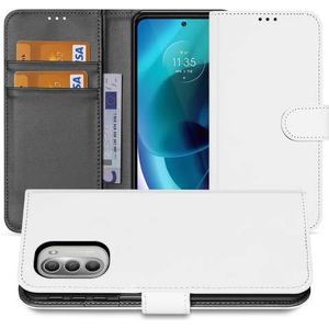 Book Case Telefoonhoesje voor de Motorola Moto G51 5G Wit met Pasjeshouder