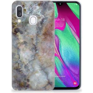 Samsung Galaxy A40 TPU Siliconen Hoesje Marmer Grijs