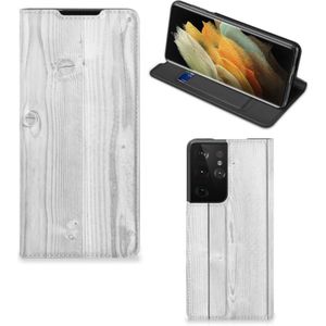 Samsung Galaxy S21 Ultra Book Wallet Case White Wood