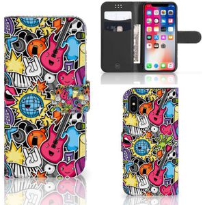 Apple iPhone X | Xs Wallet Case met Pasjes Punk Rock