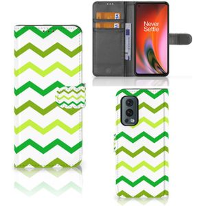 OnePlus Nord 2 5G Telefoon Hoesje Zigzag Groen