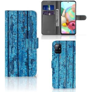 Samsung Galaxy A71 Book Style Case Wood Blue