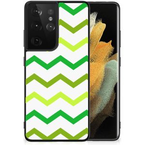 Samsung Galaxy S21 Ultra Back Case Zigzag Groen