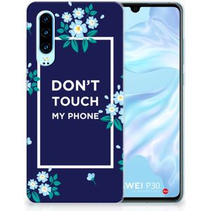 Huawei P30 Silicone-hoesje Flowers Blue DTMP