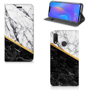 Huawei P Smart Plus Standcase Marmer Wit Zwart - Origineel Cadeau Man