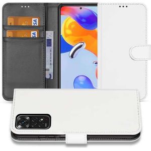 Book Cover Telefoonhoesje voor de Xiaomi Redmi Note 11 Pro 5G Wit met Pasjeshouder