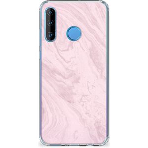 Huawei P30 Lite Anti-Shock Hoesje Marble Pink - Origineel Cadeau Vriendin