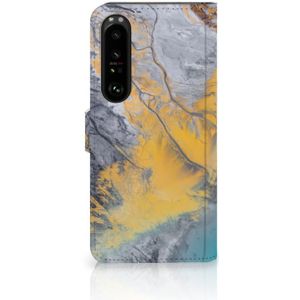 Sony Xperia 1 IV Bookcase Marble Blue Gold