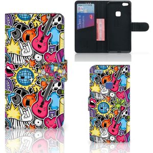 Huawei P10 Lite Wallet Case met Pasjes Punk Rock