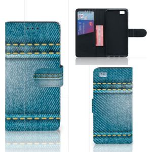 Huawei Ascend P8 Lite Wallet Case met Pasjes Jeans