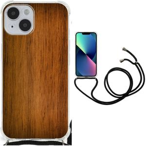 iPhone 14 Stevig Telefoonhoesje Donker Hout