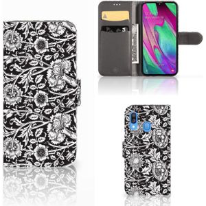 Samsung Galaxy A40 Hoesje Black Flowers