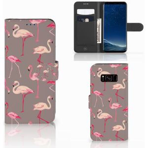 Samsung Galaxy S8 Telefoonhoesje met Pasjes Flamingo