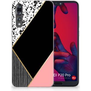 Huawei P20 Pro TPU Hoesje Zwart Roze Vormen