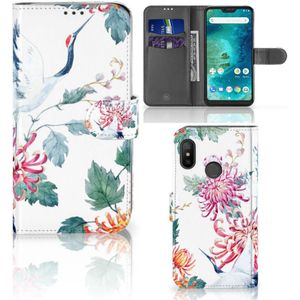 Xiaomi Mi A2 Lite Telefoonhoesje met Pasjes Bird Flowers