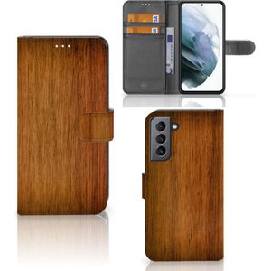 Samsung Galaxy S21 FE Book Style Case Donker Hout