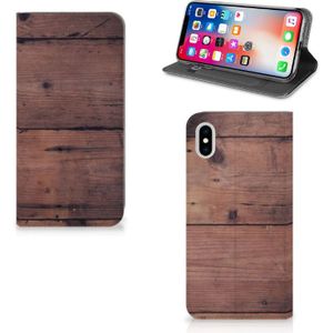 Apple iPhone Xs Max Book Wallet Case Old Wood