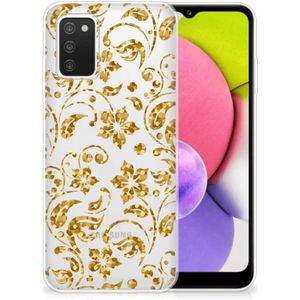 Samsung Galaxy A03S TPU Case Gouden Bloemen