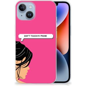 Apple iPhone 14 Silicone-hoesje Woman Don't Touch My Phone