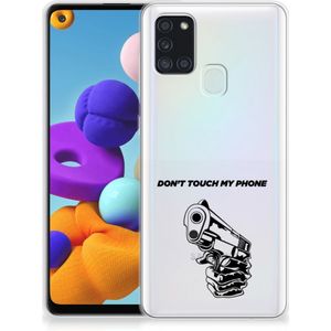 Samsung Galaxy A21s Silicone-hoesje Gun Don't Touch My Phone