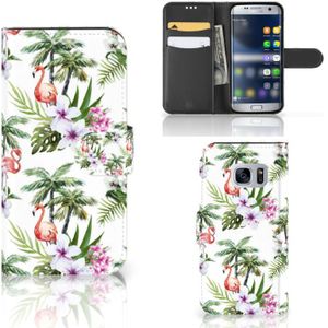 Samsung Galaxy S7 Telefoonhoesje met Pasjes Flamingo Palms