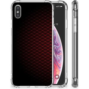 Apple iPhone Xs Max Doorzichtige Silicone Hoesje Geruit Rood