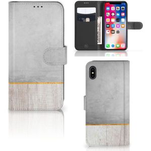 Apple iPhone Xs Max Book Style Case Wood Concrete