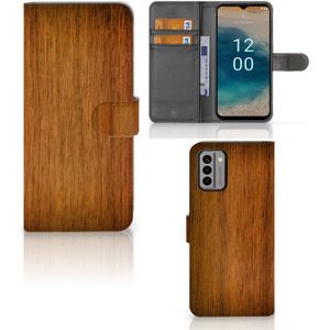 Nokia G22 Book Style Case Donker Hout