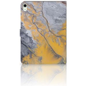 iPad Air (2020/2022) 10.9 inch Leuk Tablet hoesje  Marble Blue Gold